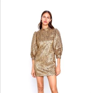 Metallic thread, animal print, fun mini dress.